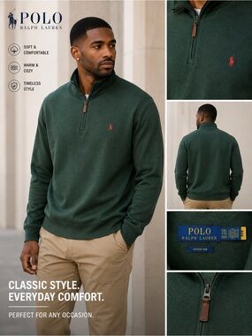 Polo Ralph Lauren Dark Green Half-Zip Sweater